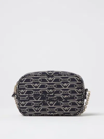Emporio Armani Allover Logo Camera Bag In Blue