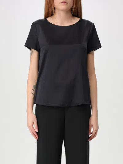 Emporio Armani Crew Neck Logo Cotton T-shirt In Blue