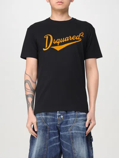 Dsquared2 Black T-shirt With Logo Print On The Front In Black