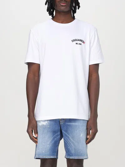 Dsquared2 White Cotton Short Sleeve T-shirts In White