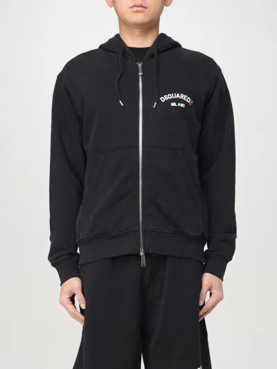 Dsquared2 Men's Sweatshirt With Hoodie And Zip In Black