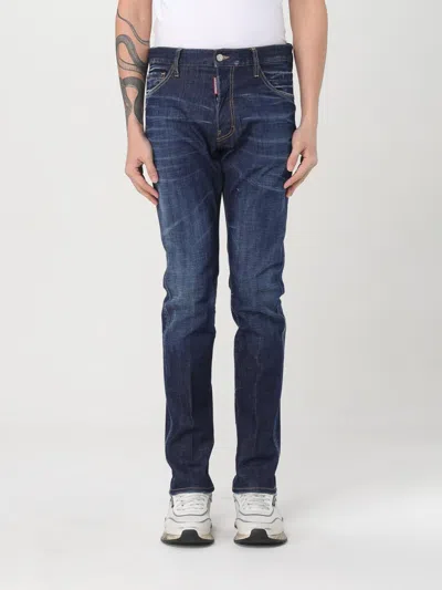 Dsquared2 Blue Jeans With Belt Loops And Logo Patch On The Rear In Blue