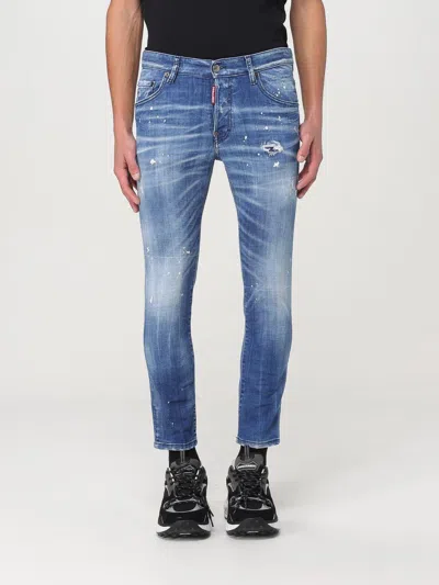 Dsquared2 Slim Fit Distressed Denim Jeans With Five-pocket Design In Blue