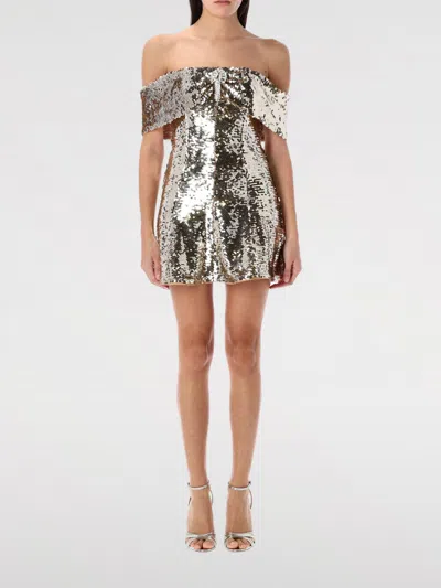 Self-portrait Sequin Off-shoulder Mini Dress In Gold