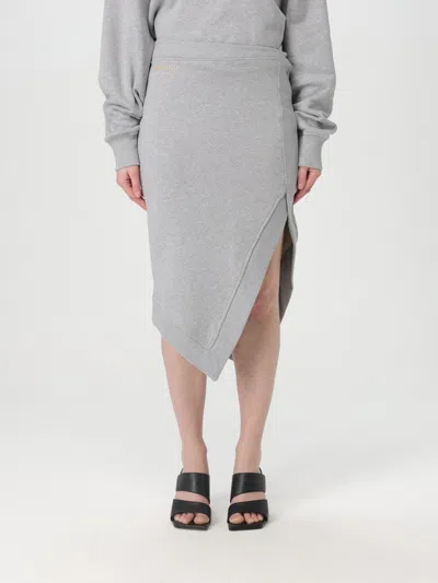 Attico Melange Grey And Beige Midi Skirt In Grey
