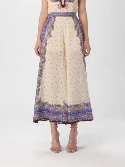 Zimmermann Maxine Paisley Crop Ramie Wide Leg Pants In Violet