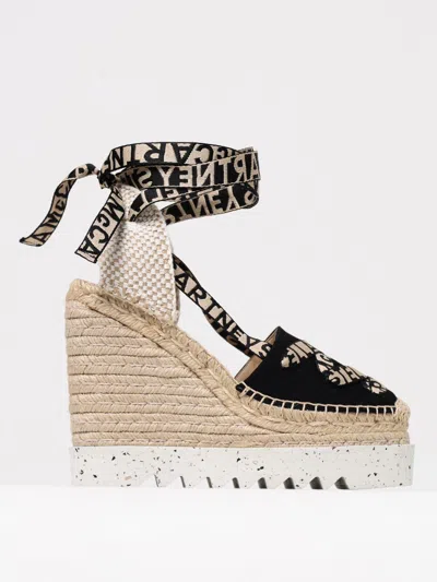 Stella Mccartney Black Gaia Canvas Espadrilles In Neutral