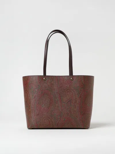 Etro Dark Brown Paisley Fabric Shopping L Bag In Yellow