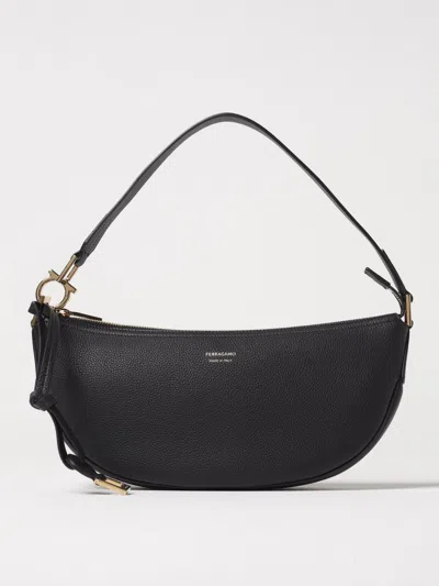 Ferragamo Black Leather Hobo Xs Crossbody Bag In Black
