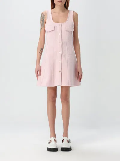 Ganni Women's Heavy Fleece Mini Dress In Pink