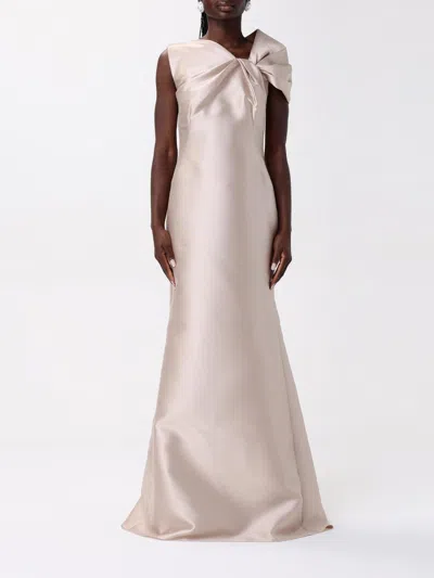 Alberta Ferretti Satin Mikado Long Dress In Ivory