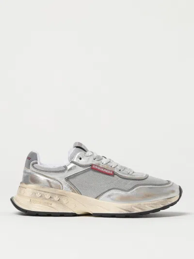 Dsquared2 Multicolor Sneakers With Textured Upper In Silver