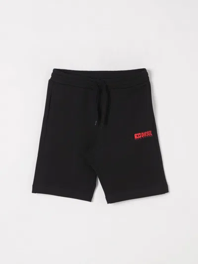 Diesel Fleece Shorts With Logo In Black