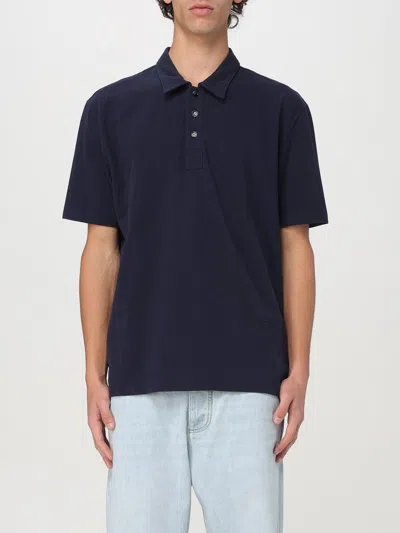Bottega Veneta Chine Cotton Piquet Polo In Blue
