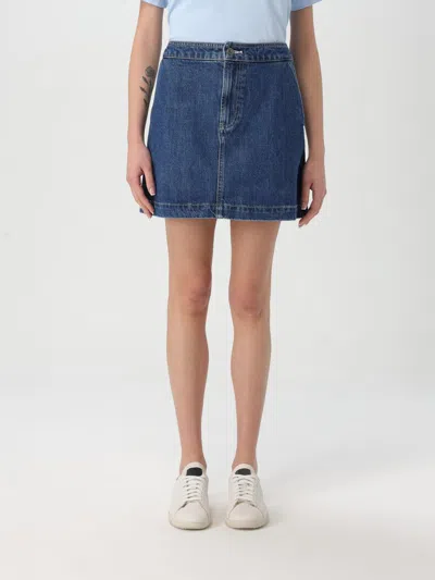 Apc Christie Mini Denim Skirt In Blue