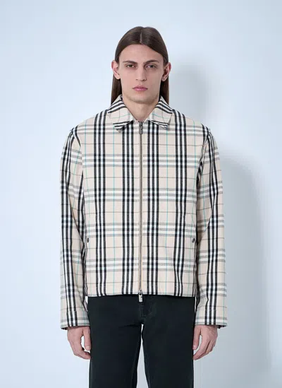 Burberry Check Cotton Harrington Jacket In Brown
