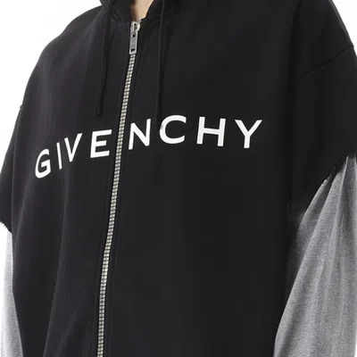 Givenchy Men's Jersey Multi Layer Hoodie In Black/grey