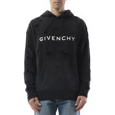 Givenchy Men's Archetype Hoodie With Destroyed Effect In Faded Black