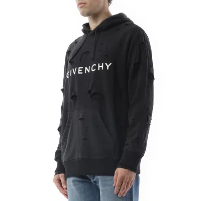 Givenchy Men's Archetype Hoodie With Destroyed Effect In Faded Black