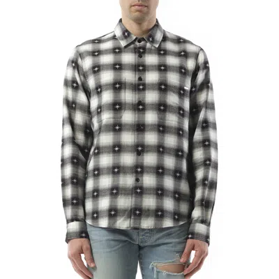 Amiri Starburst Plaid Cotton Flannel Button-up Shirt In Black