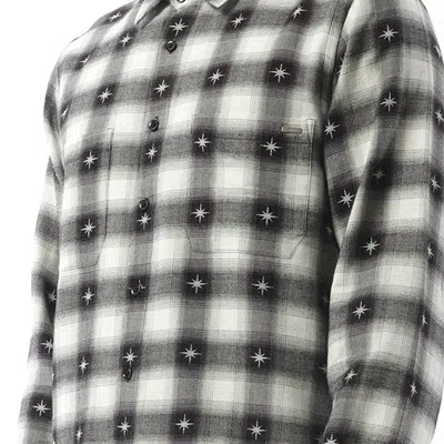 Amiri Starburst Plaid Cotton Flannel Button-up Shirt In Black