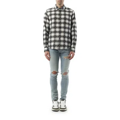 Amiri Starburst Plaid Cotton Flannel Button-up Shirt In Black