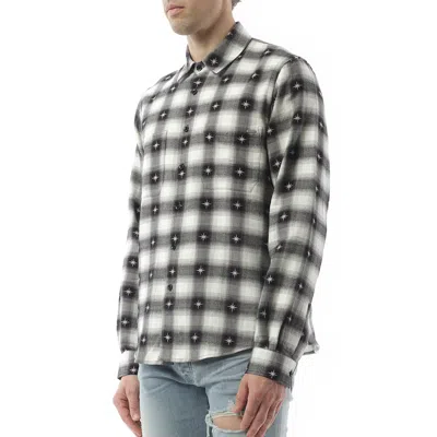 Amiri Starburst Plaid Cotton Flannel Button-up Shirt In Black