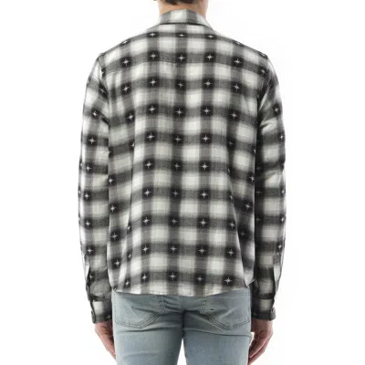 Amiri Starburst Plaid Cotton Flannel Button-up Shirt In Black