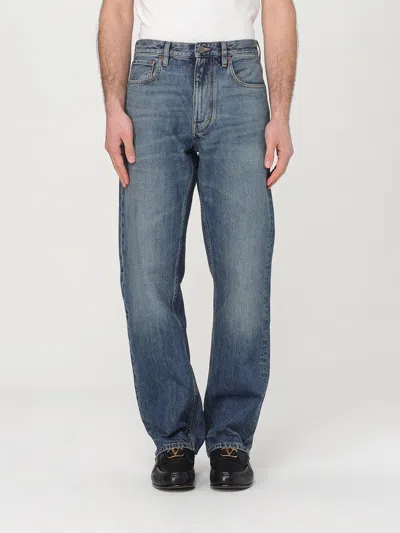 Valentino Stitched Belt Loops Straight Five-pocket Trousers In Denim