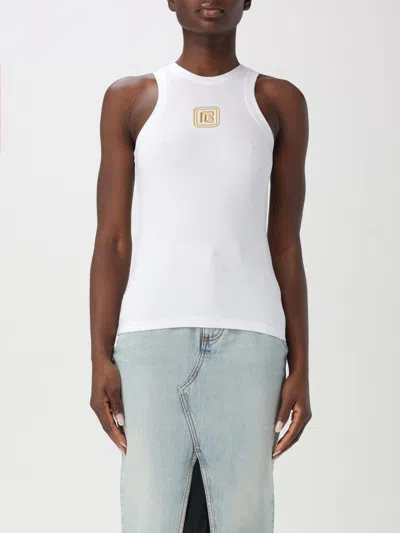 Balmain Retro Pb Stretch Tank Top In White