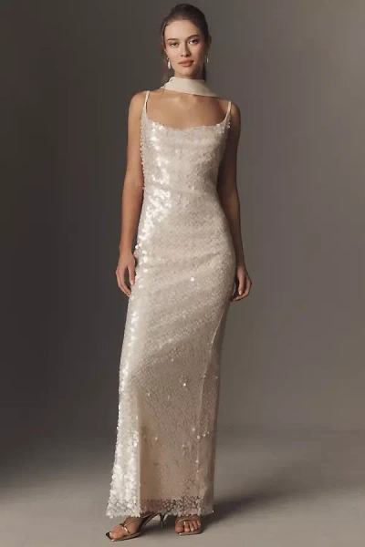 Mare Mare Liquid Sequin Column Maxi Dress In White