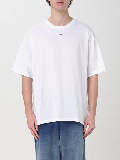 Diesel Cotton T-shirt With Embroidered Details T-norm-int In White