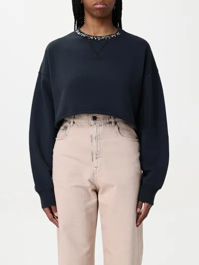 Golden Goose Women's Cropped Sweatshirt With Crystals In Blue