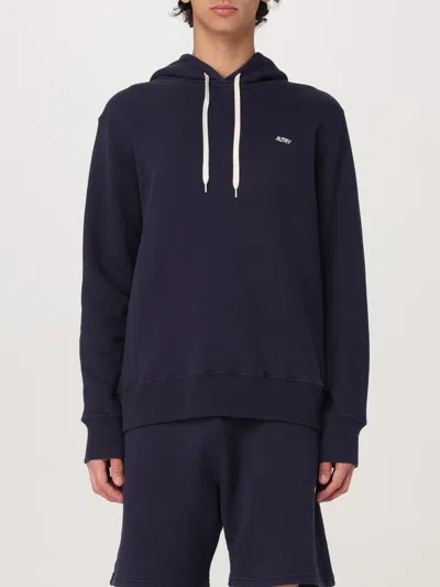 Autry Hooded Sweatshirt Drawstring Ribbed Cuffs In Blue