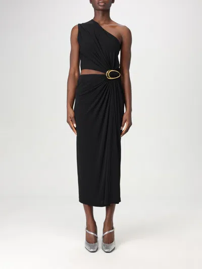 Bottega Veneta Draped One-shoulder Midi Dress In Black