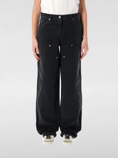 Golden Goose Wide Black Trousers In Denim In Black