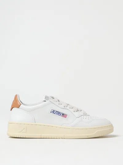 Autry 'medalist' White Low Top Sneakers With Logo Patch On Tongue And Side In Brown