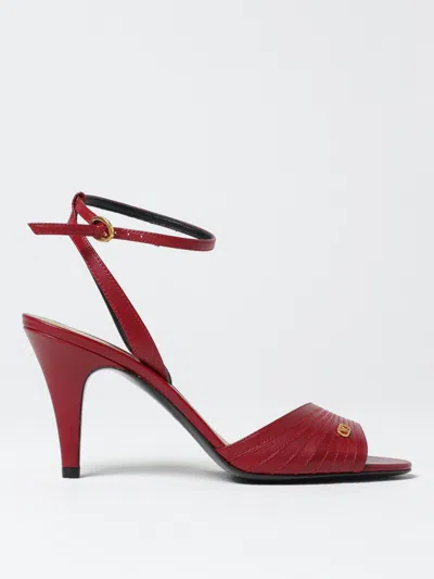 Valentino Dark Red Leather Sandalo Ladycrush In Red