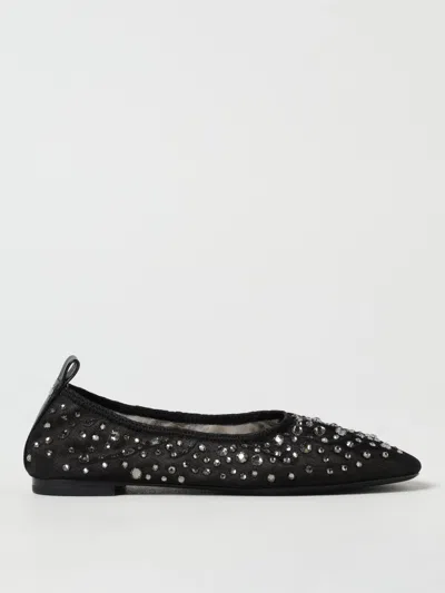 Tory Burch Black Ballet Flats With All-over Crystals Application In Tech Fabric Woman In Black