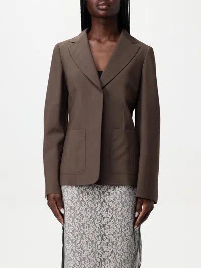 Fendi Wool Mohair Tailored Blazer Notched Collar In Brown