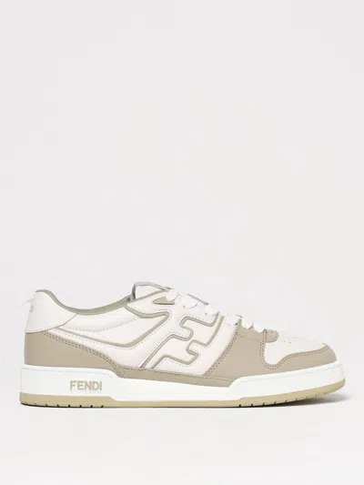 Fendi Men Leather Sneakers With Ff Lateral Logo In Multi