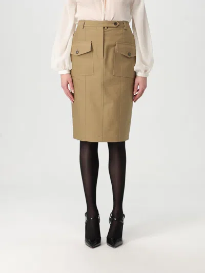 Tom Ford Twill Midi Skirt In Brown