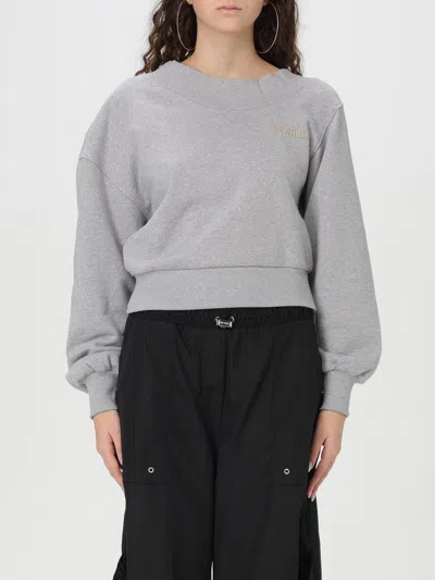 Attico Logo Sweatshirt With Crossed Neckline And Open Back In Grey