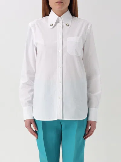 Valentino Faux Pearl-embellished Cotton Poplin Shirt In White