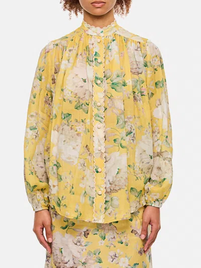 Zimmermann Blouse With Floral Pattern In Yellow