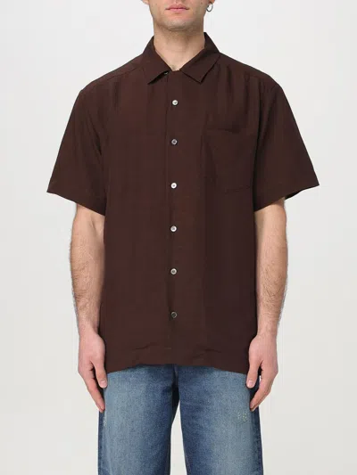 Apc A.p.c. Mens Brown Roy Linen-blend Shirt In Caa Brown
