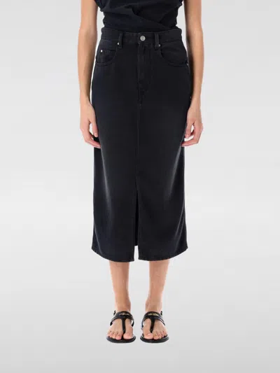 Isabel Marant Tilauria Denim Midi Skirt In Black