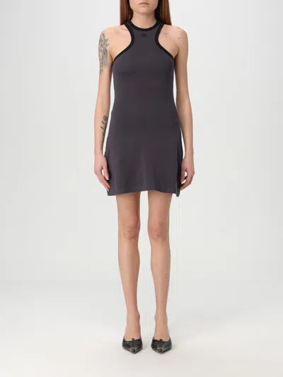 Courrèges Courreges Steel Blue Sleeveless Racerback Dress In Grey
