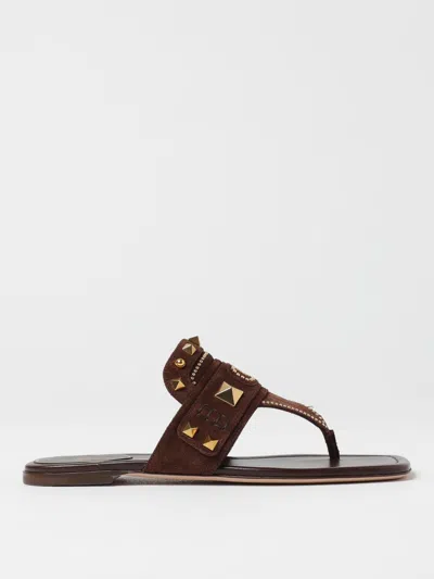 Valentino Garavani Plaster Caster Thong Sandals In Brown
