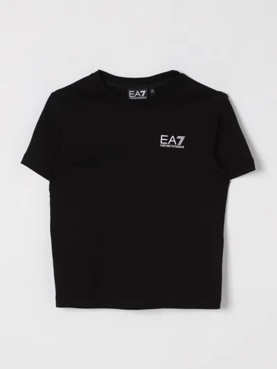 Ea7 Round Neck T-shirt In Black